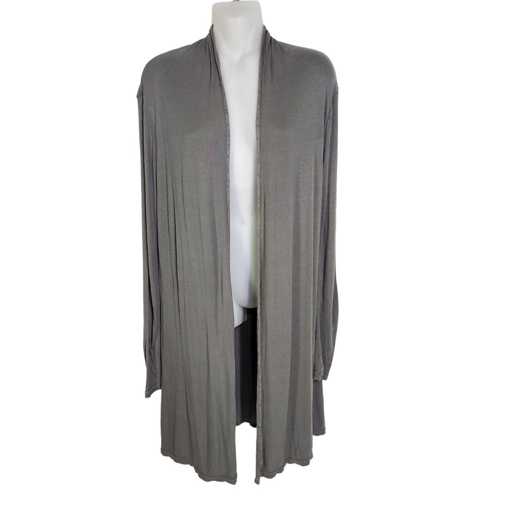 Barefoot Dreams Womens Long Cardigan Small Luxe Ribbed Jersey Green Robe Lounge